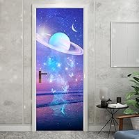 Vista 47 de KACOLOR Calcomanía 3D para puerta de dormitorio, sala de estar, baño, 2 calcomanías de pared, autoadhesivas, impermeables, extraíbles, murales