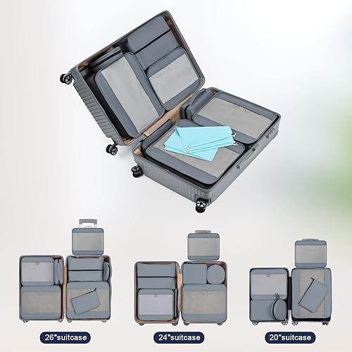 Miniatura 8 de Easortm - Cubos de equipaje para maletas, organizadores de maleta para artículos esenciales de viaje, organizador de equipaje con bolsa para