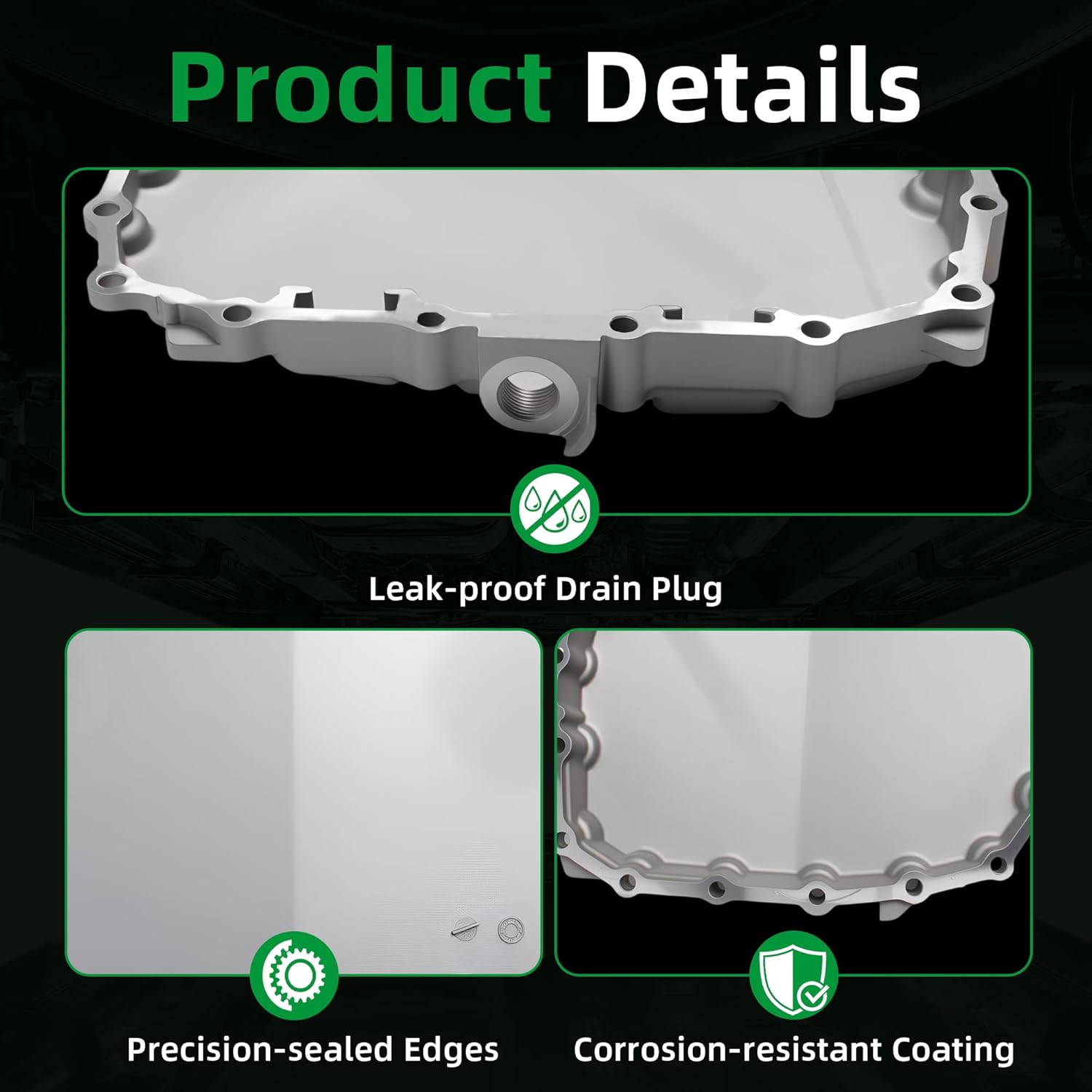 Transmission Oil Pan with Drain Plug, for Honda Civic 2014 2015 2016 2017 2018 2019 2020, 1.5L 1.8L 2.4L, CVT Transmission, #OE 21151-R3W-000 21151R3W000