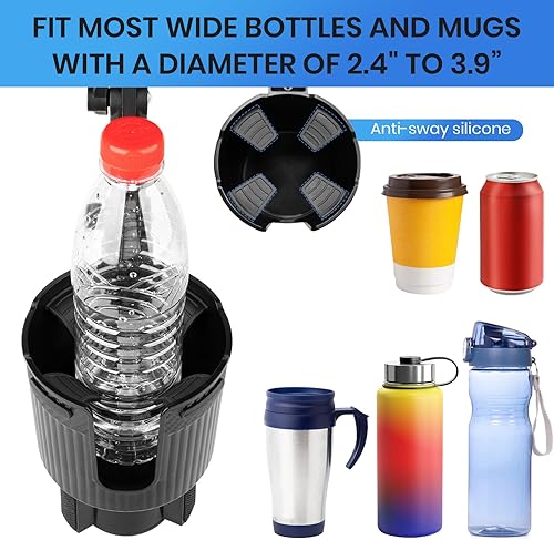 Miniatura 7 de Expansor de portavasos USB 2 en 1, ventilador de refrigeración portátil de 6 pulgadas, giratorio de 360 grados, 2 velocidades, alimentado por USB