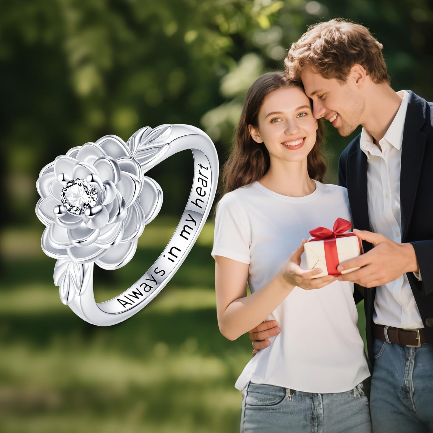 Lotus Urn Ring for Ashes 925 Sterling Silver Flower Memorial Keepsake Ring Always in My Heart Cremation Rings Jewelry Gifts for Women Men - Image 6