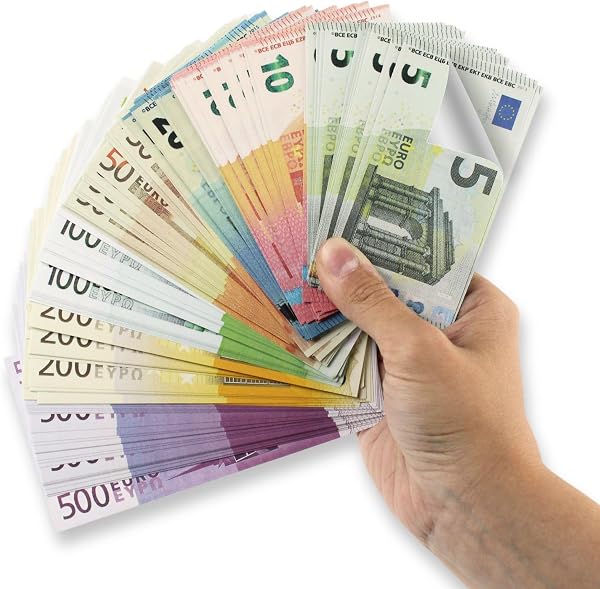 Confezione da 175 fogli di denaro giocattolo per gioco di negozio - Tutti i modelli - 25x 5/10/20/50/100/200/500 - 1