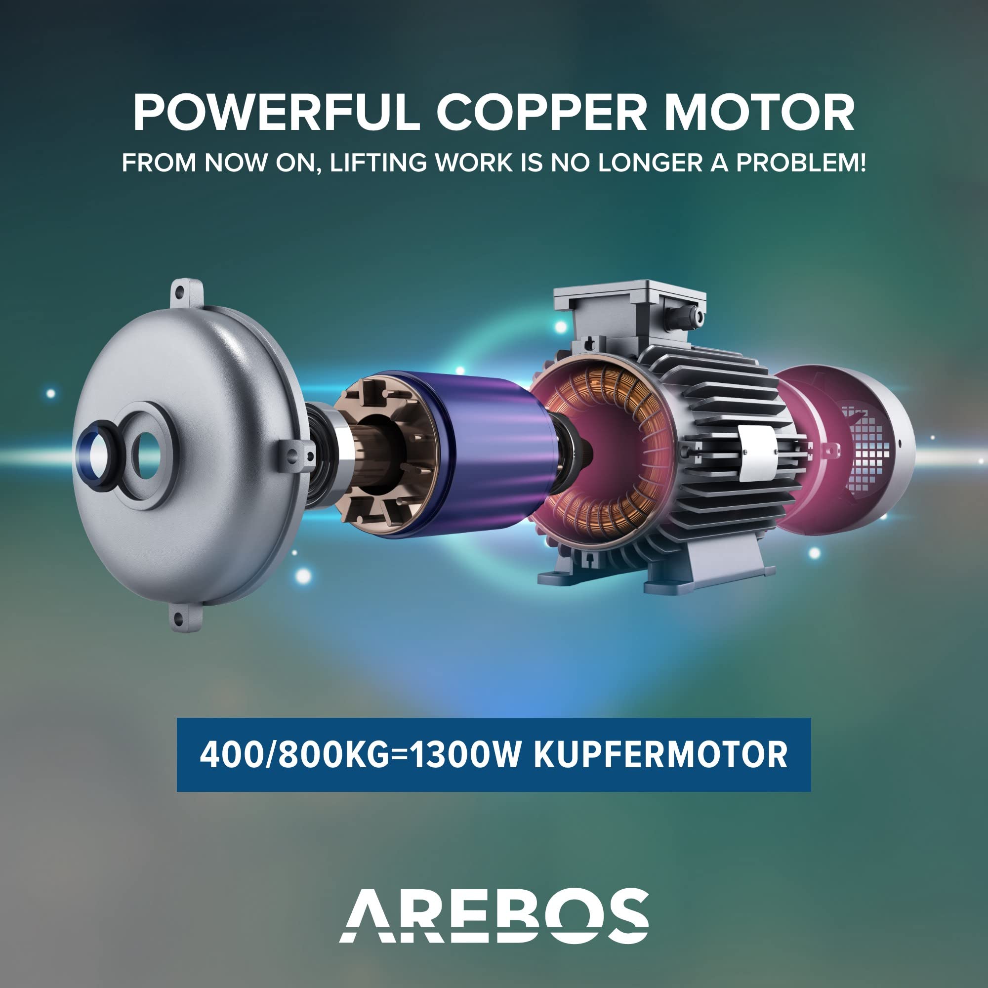 Arebos Paranco Elettrico | 400/800 kg | 1300W | Verricello Elettrico | Montacarichi da Balcone con Telecomando | altezza di sollevamento 12m | Verricellomontacarichi di Sollevamento