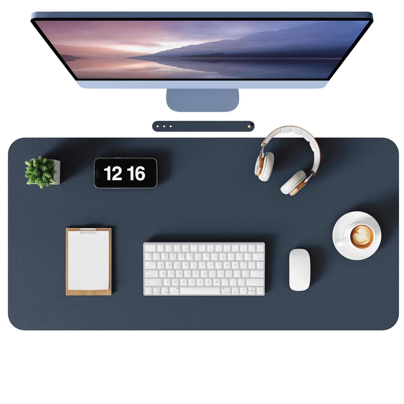 MOLMO Non-Slip Desk Mat, Waterproof Desk Pad Table Protector, Easy Clean Laptop Mat Large Mouse Pad Leather Writing Mat with Suede for Office/Home/Decor (Dark Blue, 60 x 35 cm) — image 1