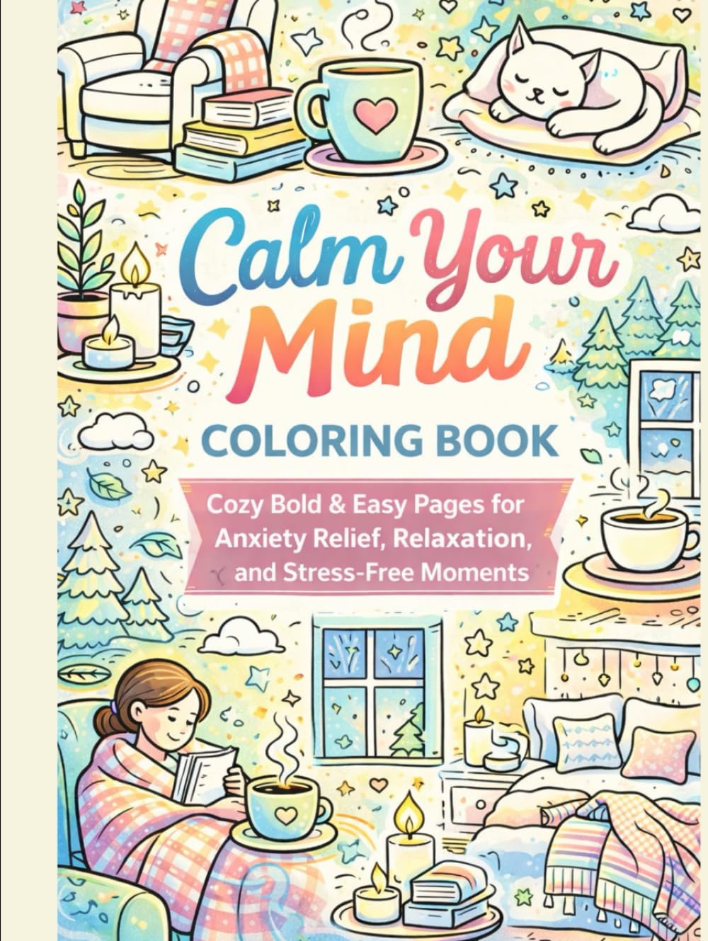 Calm Your Mind Coloring Book: Cozy Bold & Easy Pages for Anxiety Relief, Relaxation, and Stress-Free Moments