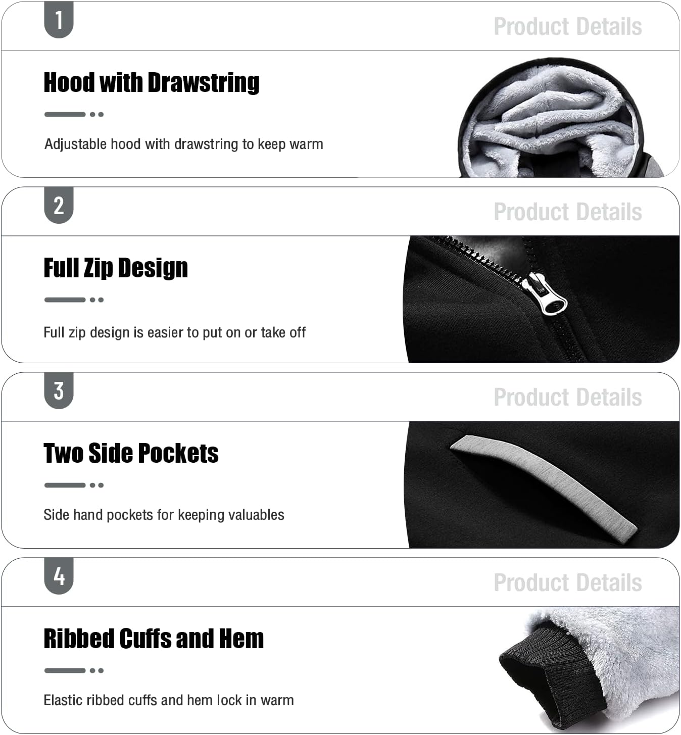 LBL Leading the Better Life Men's Pullover Winter Jackets Hooed Fleece Hoodies Sweatshirt Wool Warm Thick Coats - Image 6