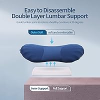 Vista 2 de Almohada de apoyo lumbar ajustable RESTCLOUD de espuma viscoelástica para dormir, almohada de soporte para la espalda para aliviar el dolor