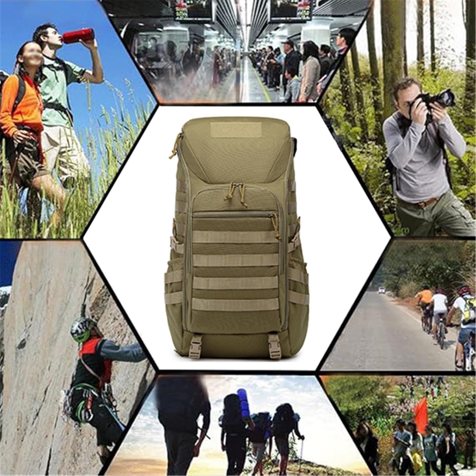 Wojskowy Plecak Survivalowy, Casual 40l Outdoor Hiking Camping Wodoodporny Plecak Taktyczny, Bag Out Bag Army 3 Days Pack Bags Rucksack, Do Szkoły, Na Wędrówki, Trekking, Polowania(Black)