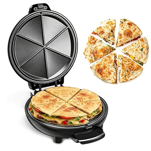 Electric Quesadilla Maker, 9.5'' Quesadilla Press with Extra Stuffing Latch,