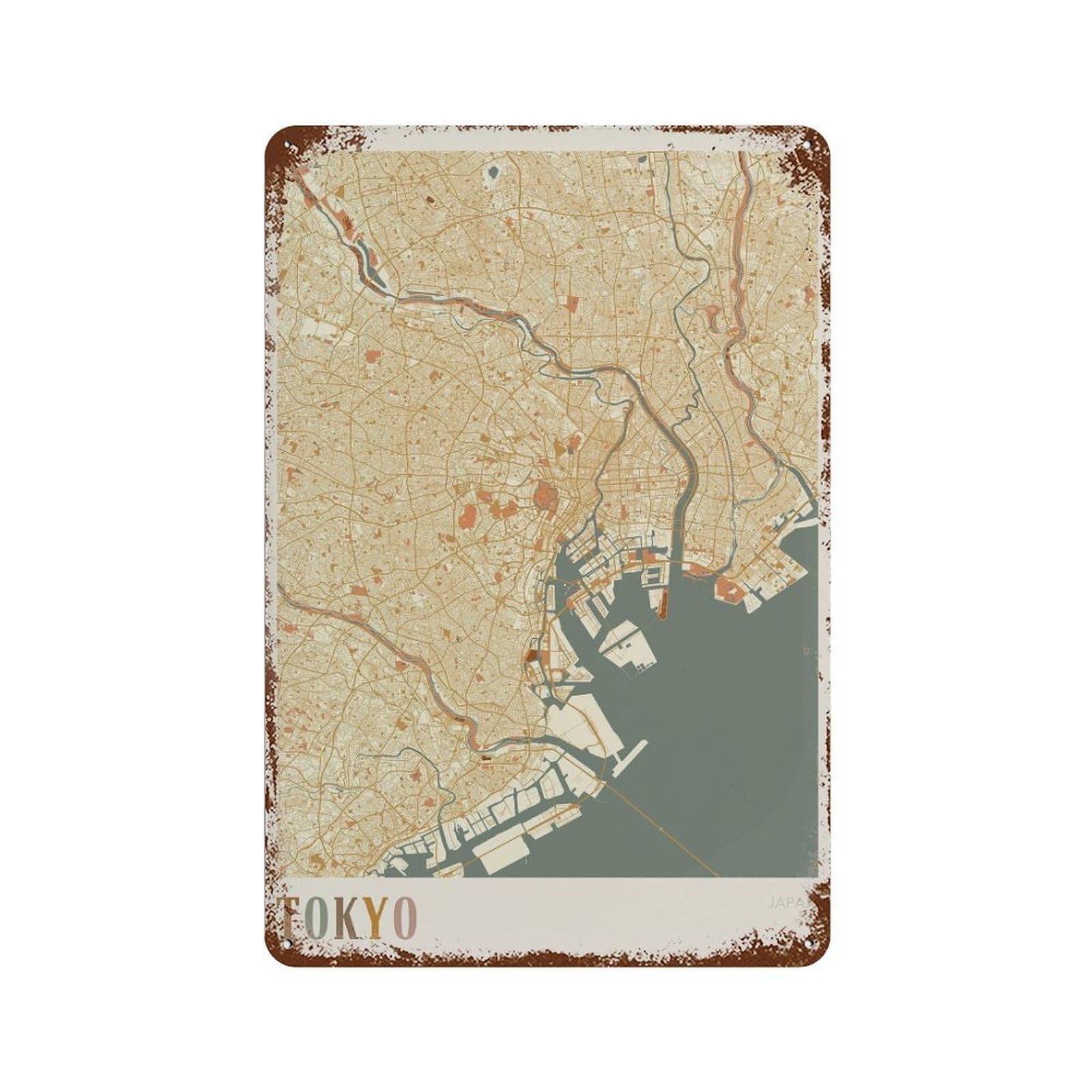 xiaoxiaoshen Tokyo Map Japan Travel Gift Boho Wall Decor Art Metal Tin Poster Modern Home Decor Art Home Bar Shop Decorations Vintage Sign 30x20cm
