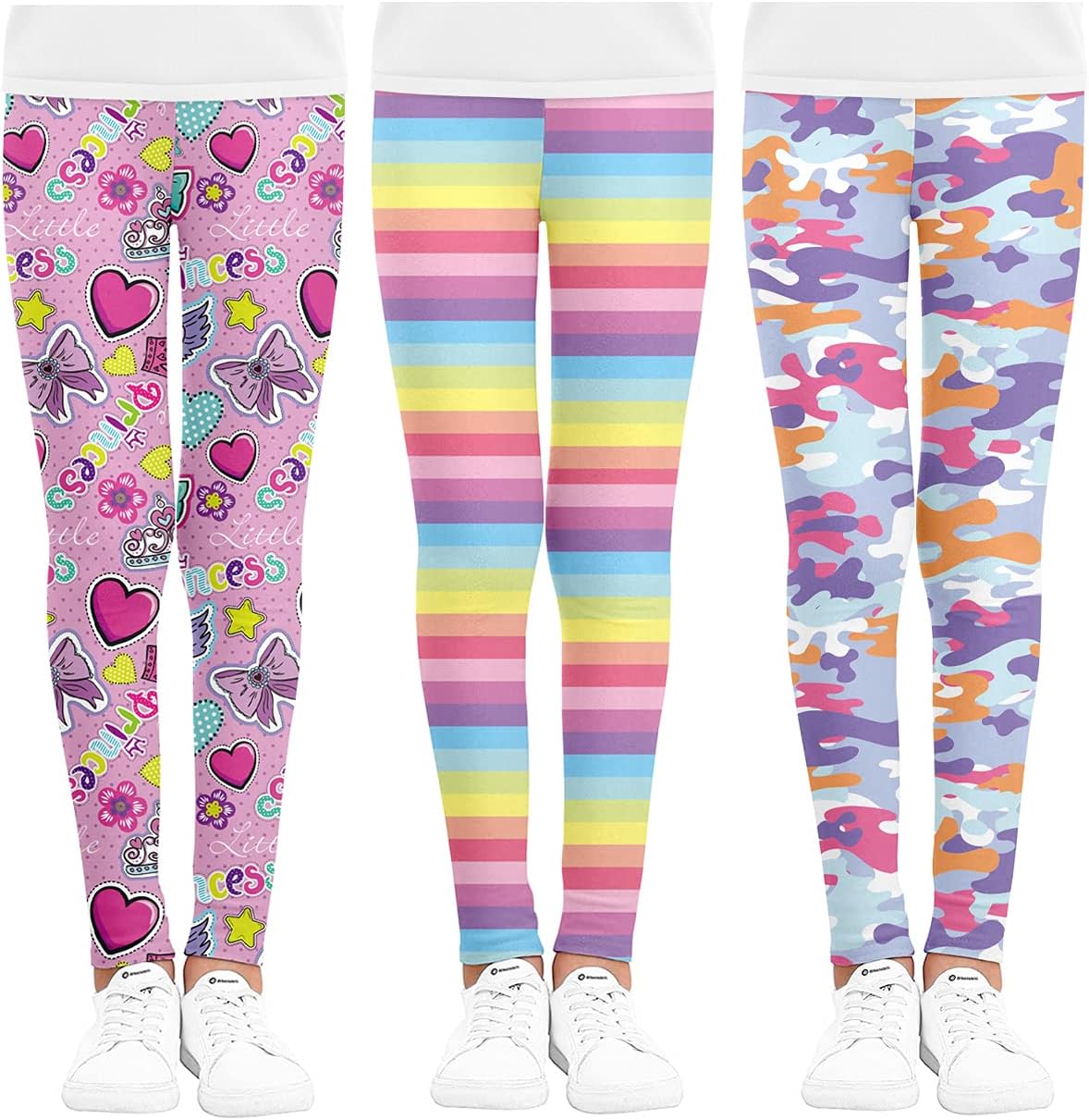 ARTMINE Girls Printed Stretch Leggings, 3-Pack