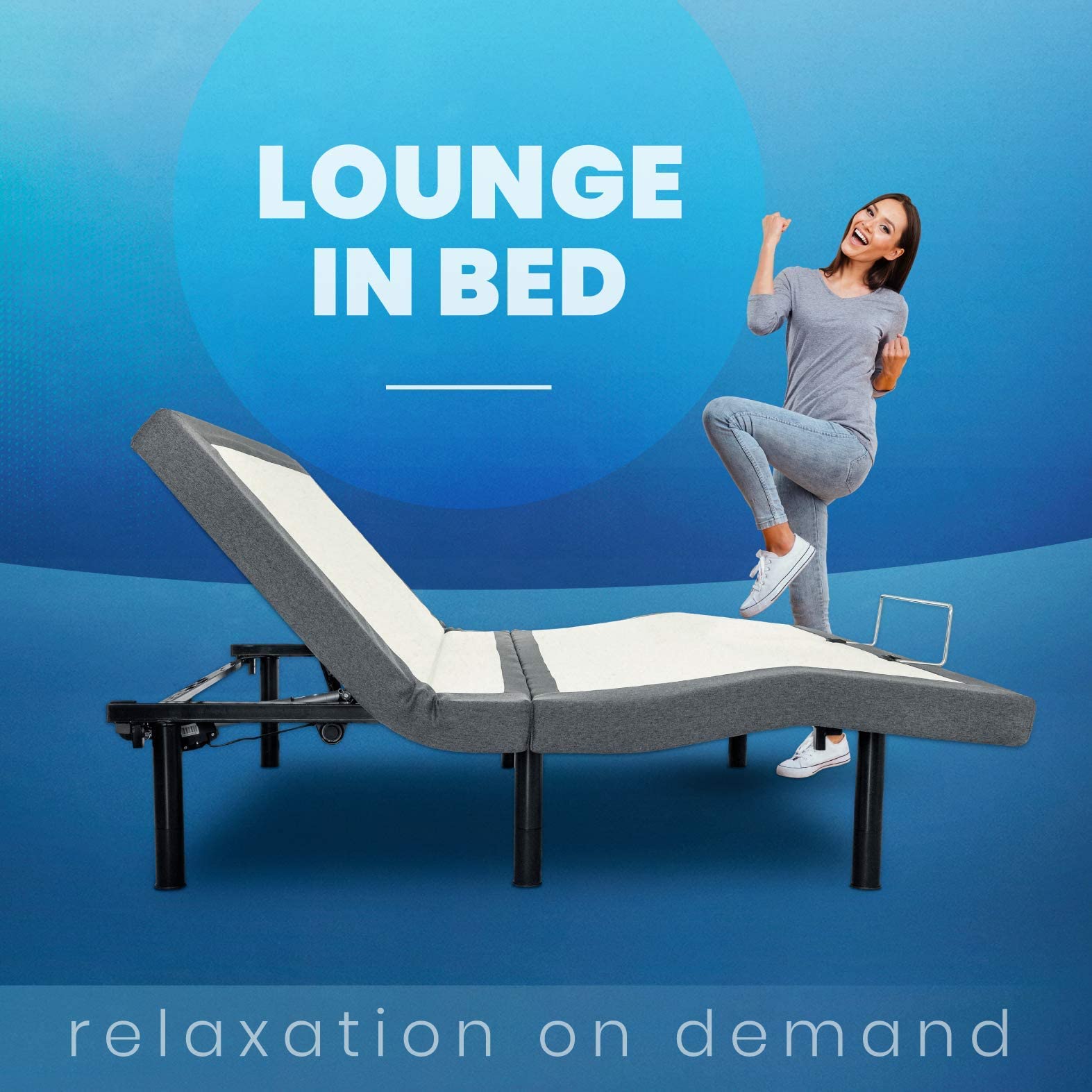 BEDBOSS Adjustable Bed Frame with Massage. King. Electric Reclining Bed