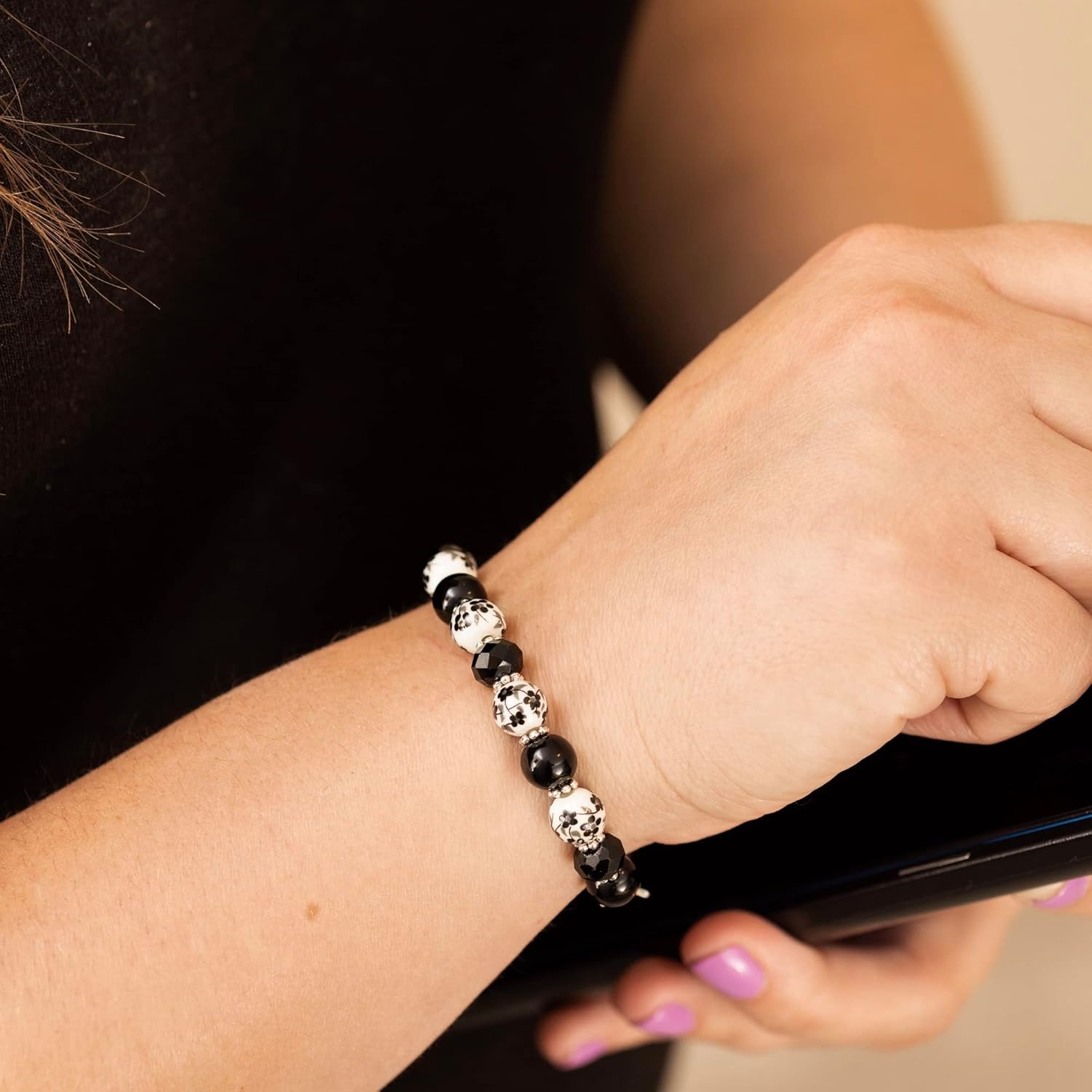 STRETCH Medical Alert Bracelet, Interchangeable Replacement Medical ID Bracelet, ID TAG NOT INCLUDED, Ceramic Rounds