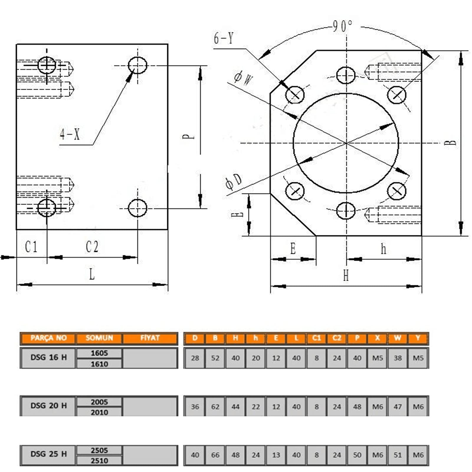 1 vis à balles SFU2005-1500 mm 1 lot BK15BF15 Coupler D25L30 6,35 x 12 mm DSG20H