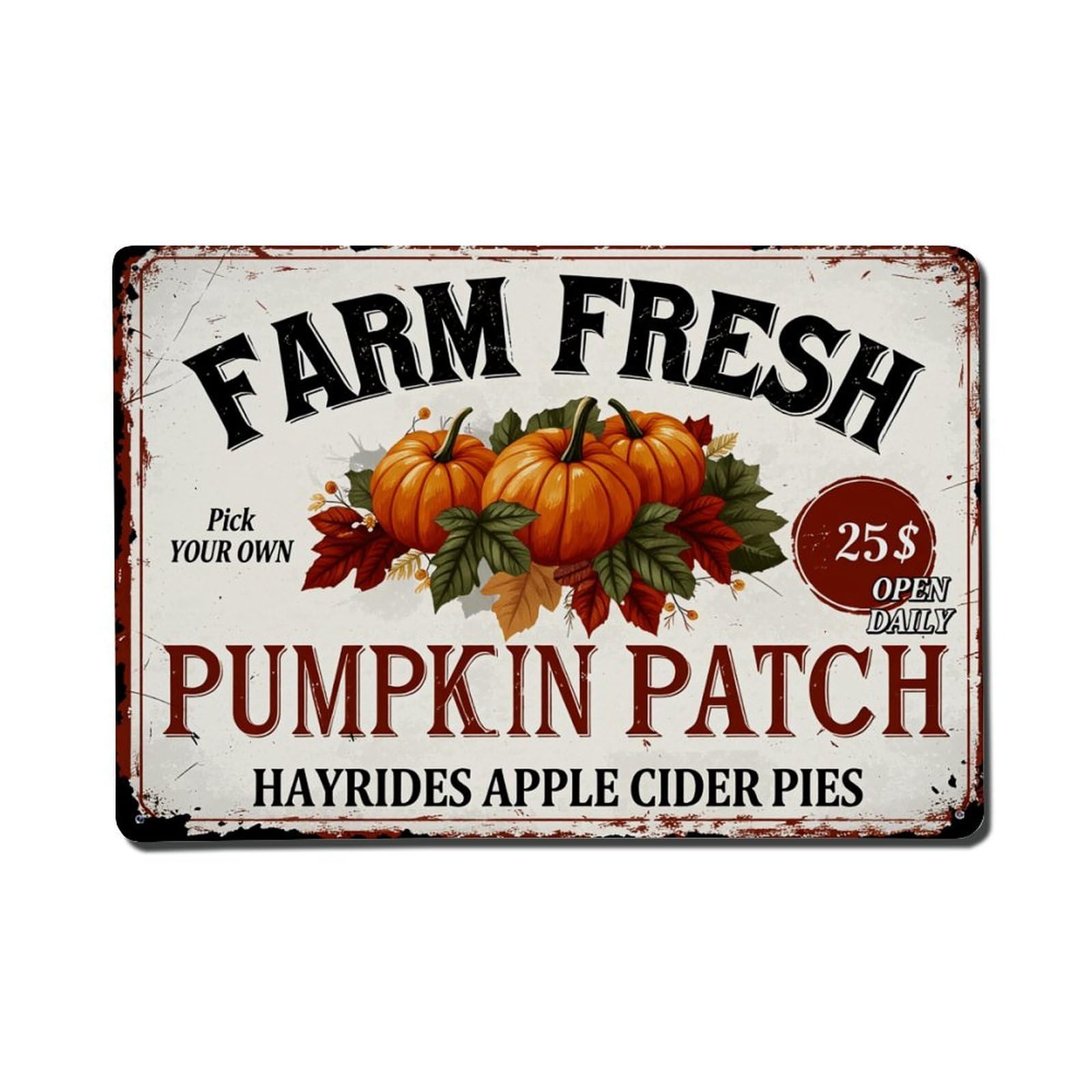 Enderetf Vintage Farm Fresh Pumpkin Patch Sign Tin Sign Metal Poster, Home Bar Garage Man Cave Cafe Indoor & Outdoor Wall Decoration 8X12inches