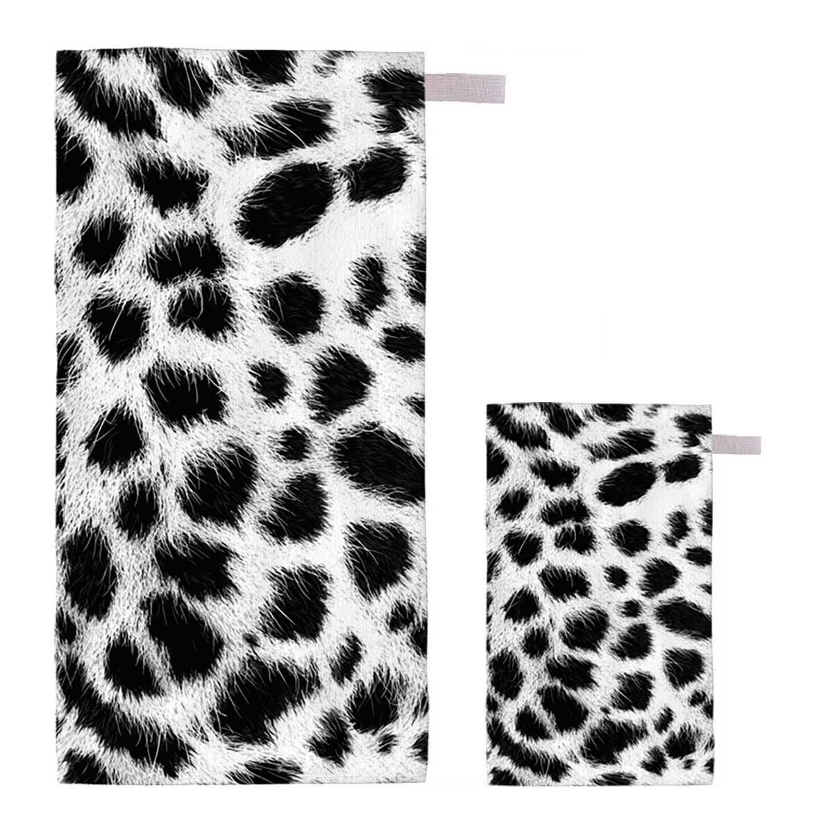 Toalla de Playa Grande 220x100cm/35x70cm, Juego de 2 Toalla Microfibra XXL de Antiarena, Toallas Playa Suave Ligera, Absorbente Secado Rápido, Beach Towel Viaje, Regalo Mujer Hombre (Leopardo) I-94