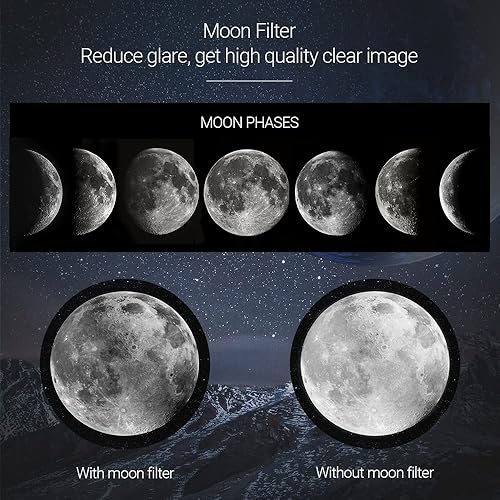 Miniatura 8 de Telescopio para adultos y niños - NACATIN 2.756 in de apertura (15X-150X) telescopios refractores portátiles para principiantes en astronomía,