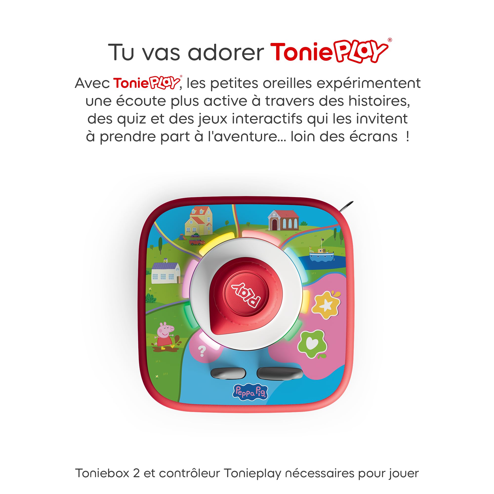 tonies Jeu Tonieplay Peppa Pig - Joue avec Peppa, Compatible avec La Toniebox 2, Jeu 3 à 9 Ans, Boîte à Histoires et contrôleur tonieplay Vendus séparément