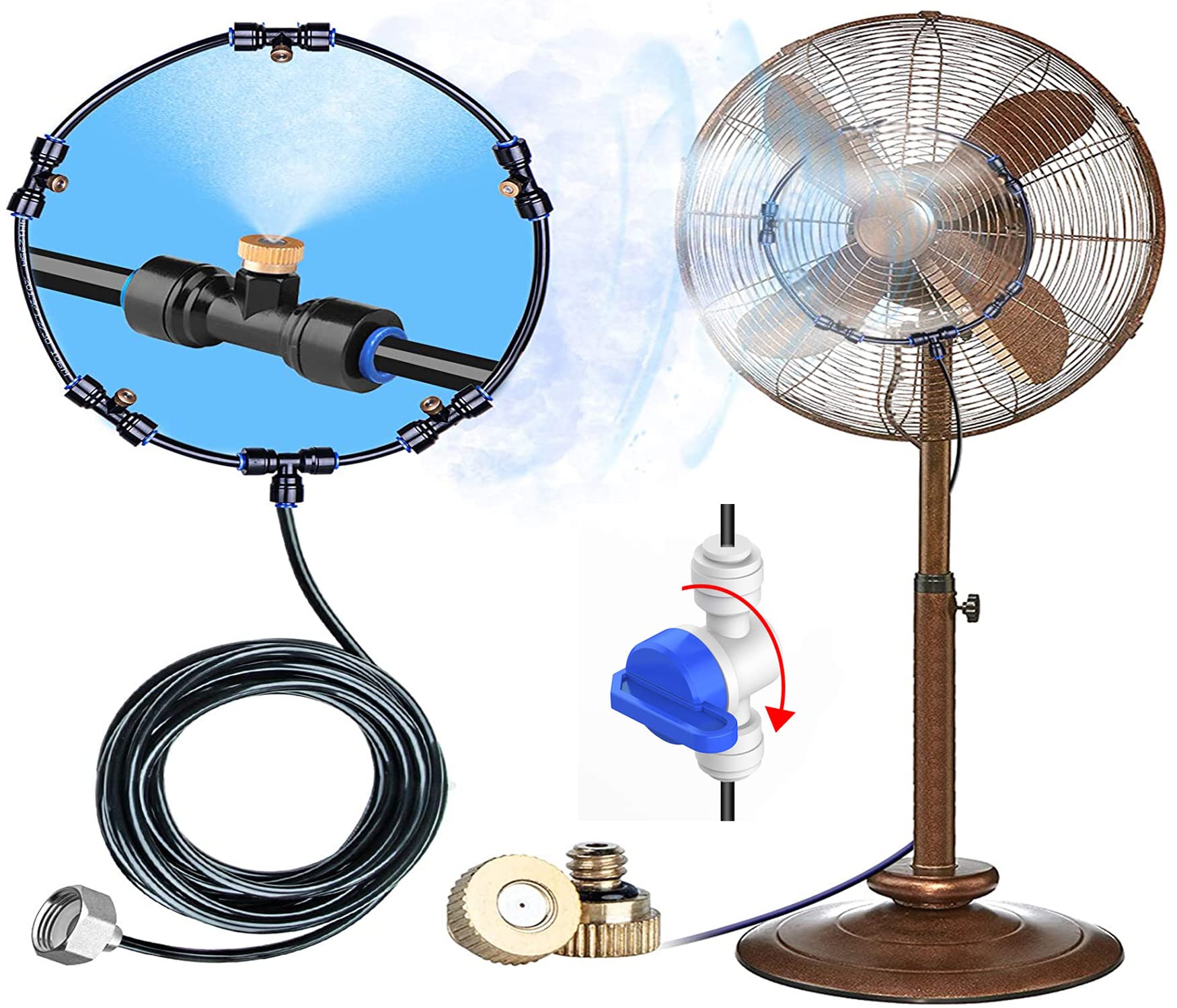 DIY Crafts Drip Irrigation Dual Micro System Plastic Misting Spray Nozzle Mist for Garden Flower Sprayer Cooling Watering Lawn (8 Pcs Dual Sprinker Kit, Included Pipe + Faucet Connector + Accessory) (B07RP9J6Z6) Amazon Price History, Amazon Price Tracker