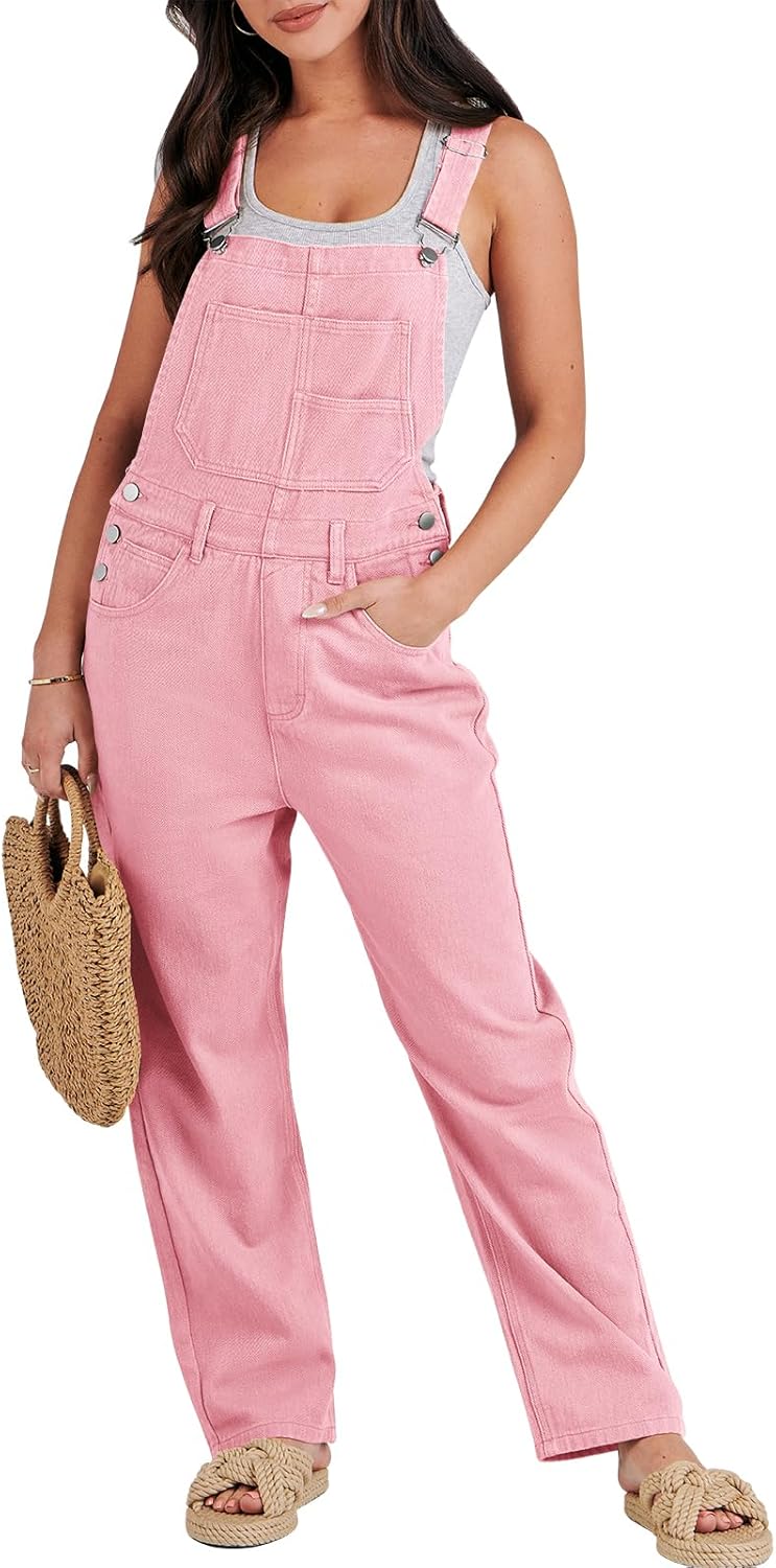 ANRABESS Overalls for Women Loose Fit Denim Overalls Adjustable Strap Jean Jumpsuit Bib Romper 2025 Fall Casual Work Outfits