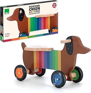 VILAC - Porteur Chien - Andy Westface - Porteurs et Bacules - 1 Porteur en Bois Chien Multicolore - Jeux d'Eveil pour Enfant en Bois - Jouet pour Enfant Dès 18 Mois - 7428