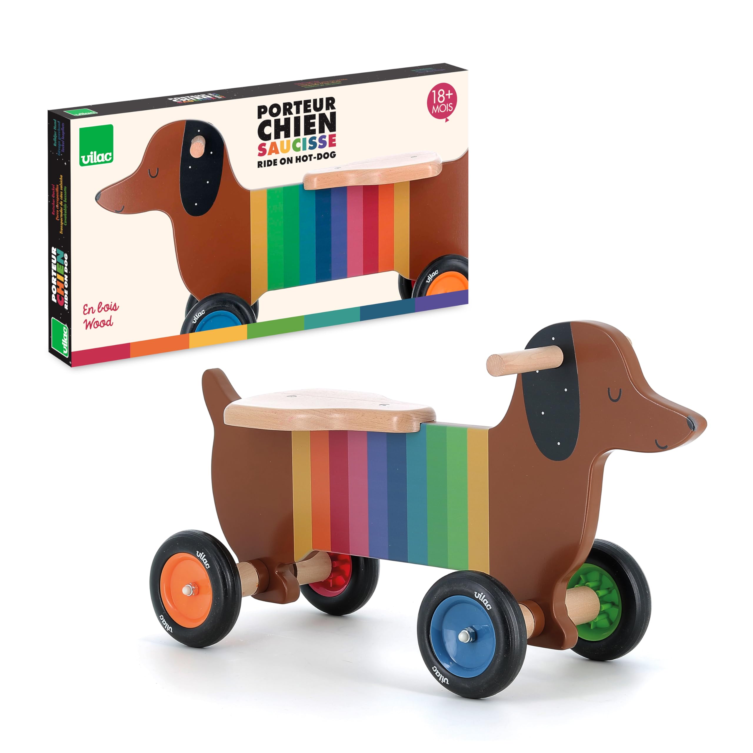Rutschtier Hund Andy Westface Rutschtier aus Holz für Kinder ab 18 Monaten