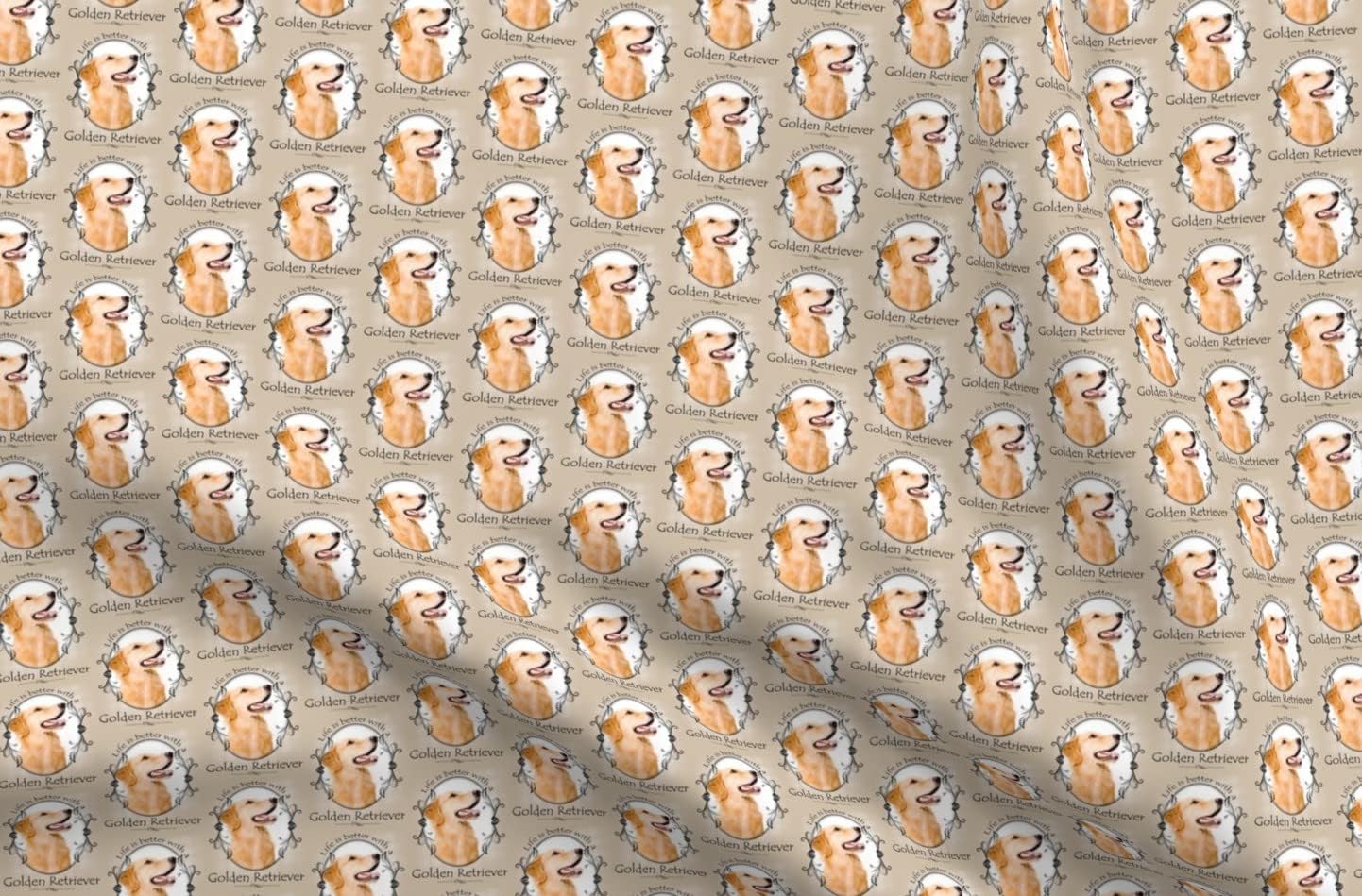 Spoonflower Fabric - Golden Retriever Dogs Pet Animal Printed on Minky Fabric by The Yard - Sewing Baby Blankets Quilt Backing Plush