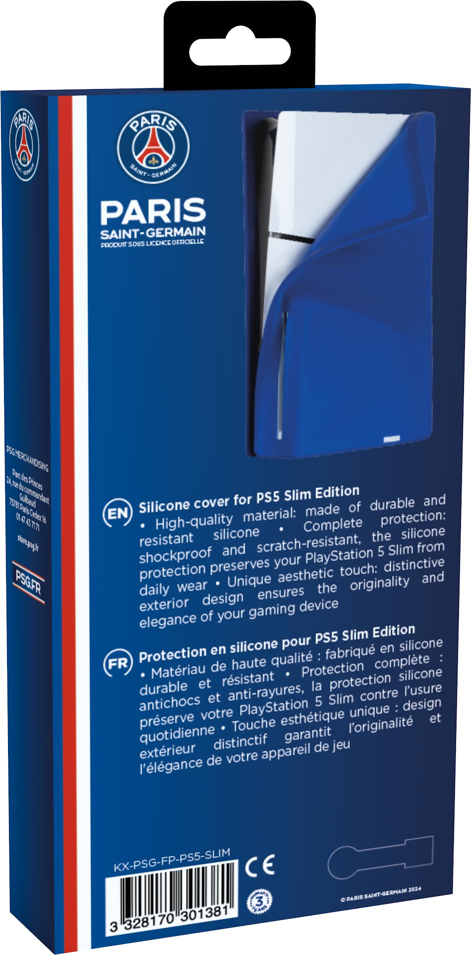 Konix PSG Carcasa Protectora para Consola PS5 Slim - Silicona - Antigolpes - Antirayaduras - Azul