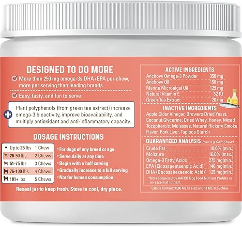 Miniatura 2 de Bernie's OMG! Gomitas de Omegas para Perros - 5 veces más Fuerte DHA+EPA, Aceite de Pescado, Piel y Pelaje Saludables, Alivio de Alergias