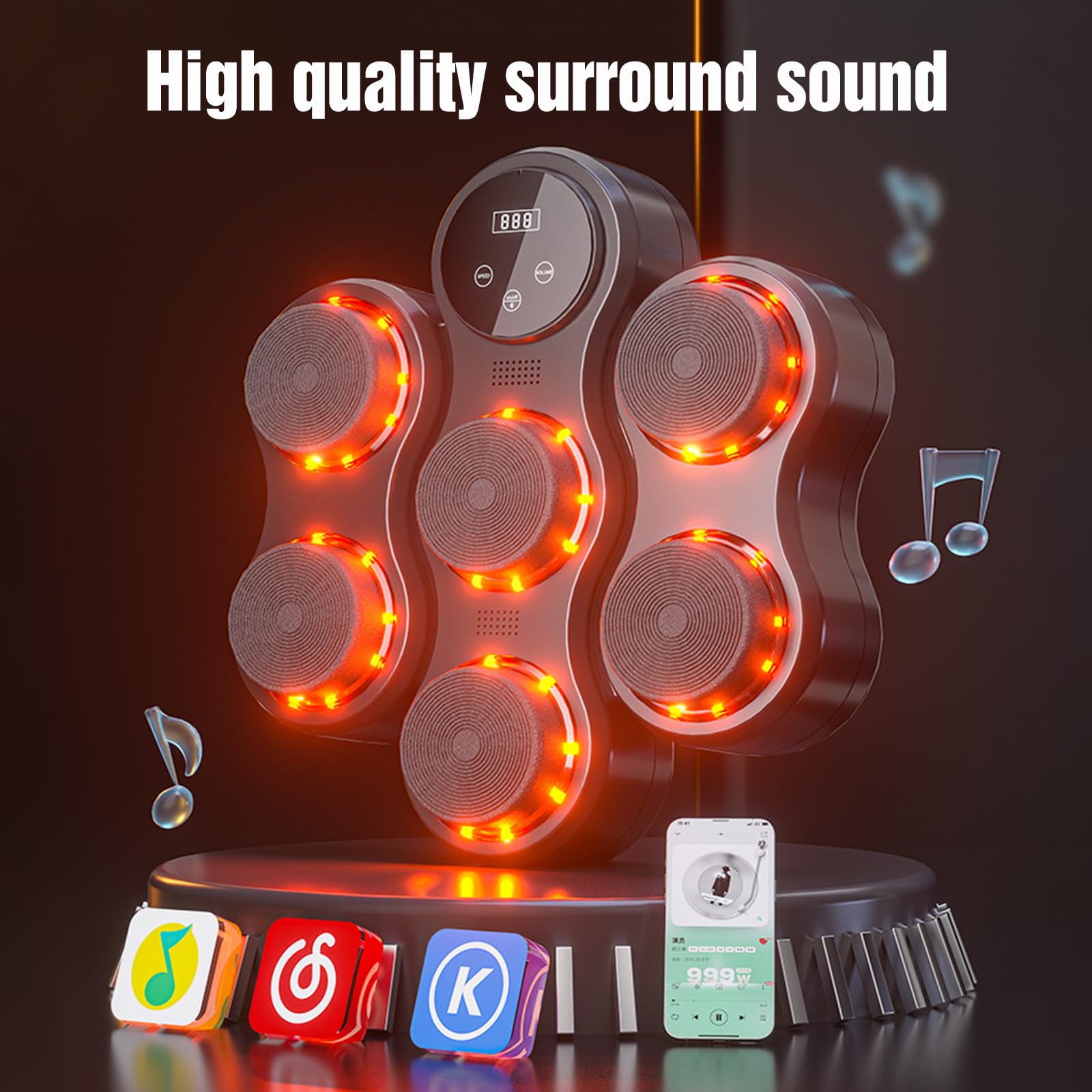 Macchina da boxe musicale con Bluetooth,per bambini e adulti | 9 Velocità,Attrezzature di Allenamento Boxe Intelligente, Parete Altezza di Installazione Regolabile,per Casa in Famiglia