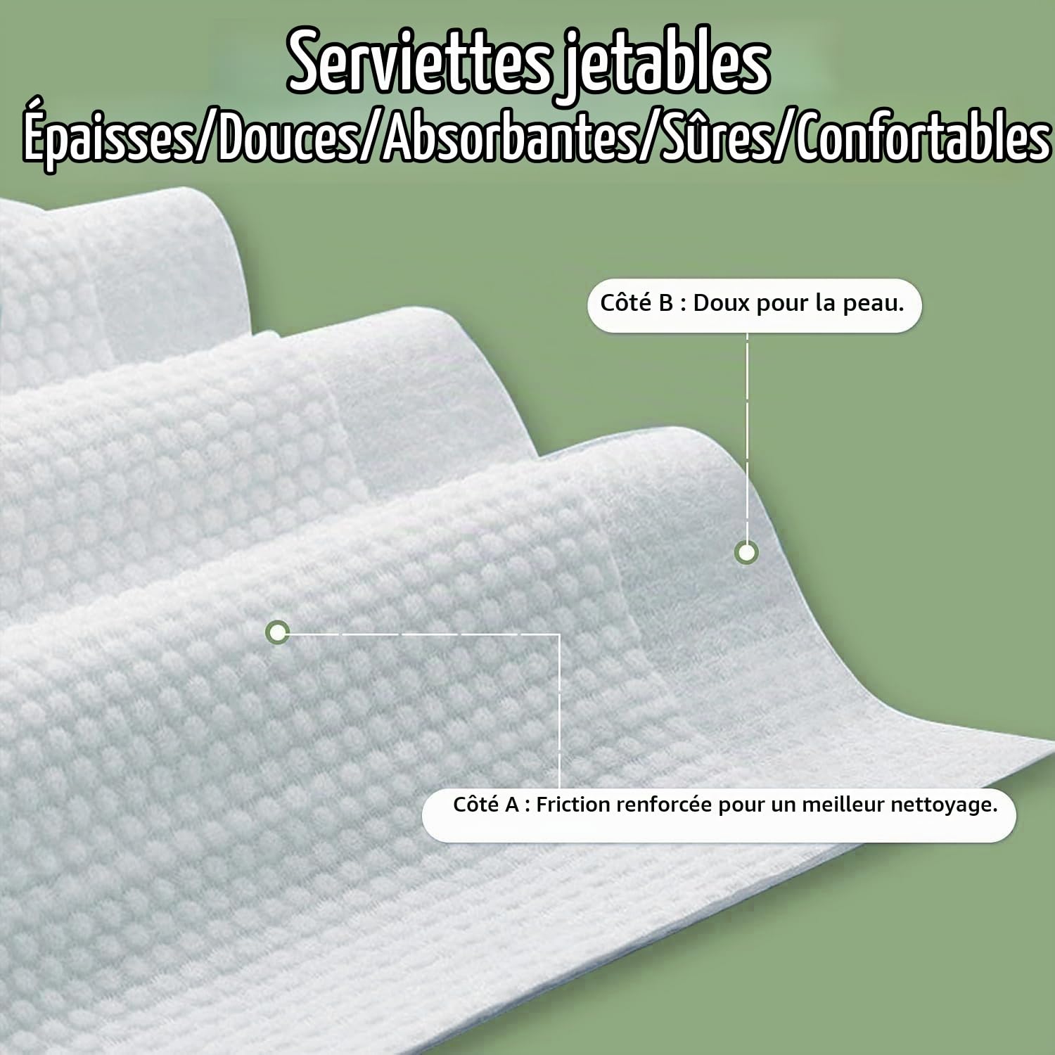 50pcs Serviettes Jetables 40 x 80cm, 70 g/㎡ Serviette de Toilette Jetable, Serviette Épaissie Jetable en Tissu Non Tissé pour Salon de Beauté, Pédicure, Cuisine, Sauna, Massage, Bureau