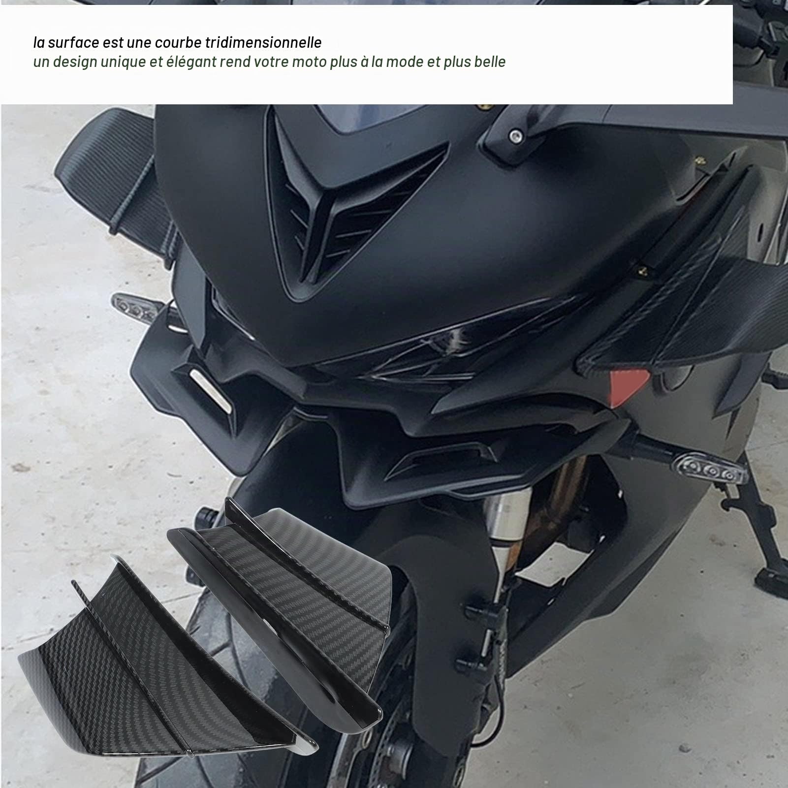 Qcwwy Ailerons De Moto, Ailerons De Moto, Kit D'Aile Aérodynamique, Spoiler, Spoiler D'Aile De Moto, Abs, Universel, 1 Paire