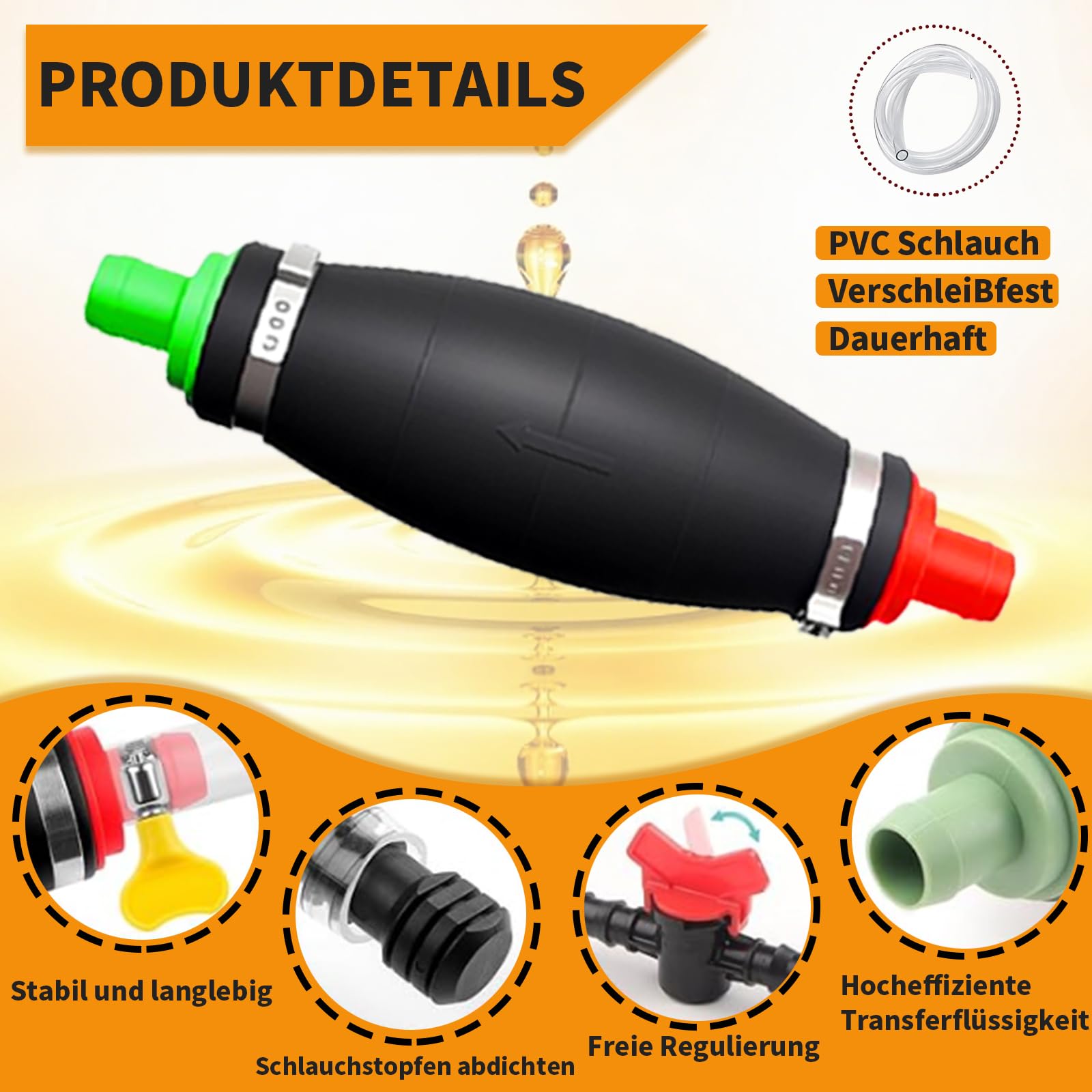 Handpumpe Für Flüssigkeiten 2,5m - Umfüllpumpe Für Wasser, Diesel, Öl