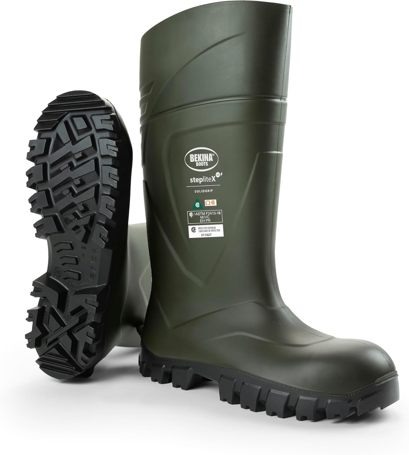 Bekina StepliteX SolidGrip S5 Safety Toe Wellington Boots for Men and Women - Lightweight Waterproof Non Slip Composite Toe Work Boots