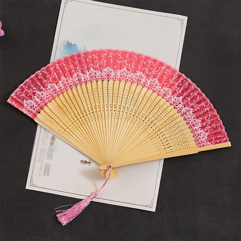 Chinese Folding Fans Hand FansHandheld Folding Fan Chinese Style Women's Folding Fan，Retro Classic Dance Fan with Tassels for Wedding Gift Party Favors Vintage Handheld Folding Fanlo