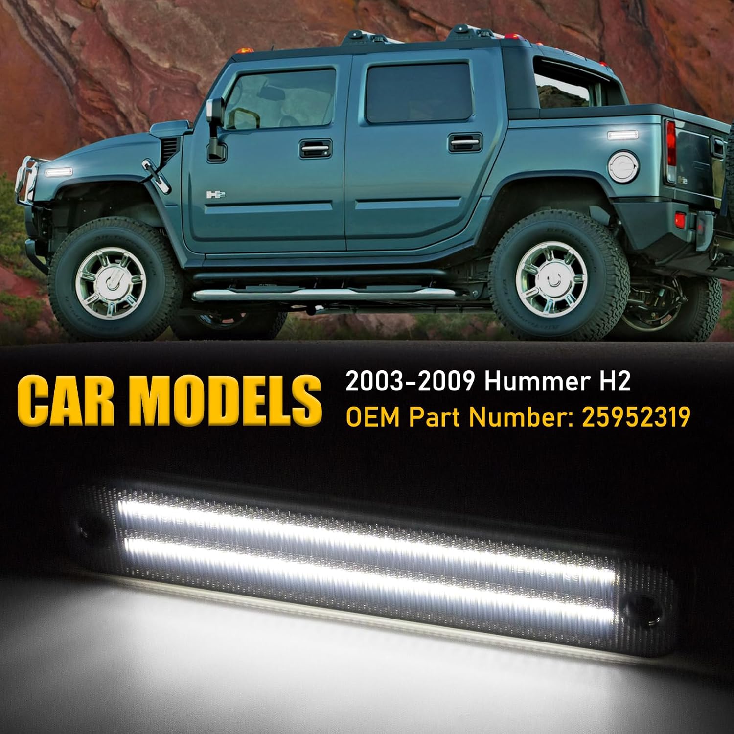 4PCS White LED Side Marker Light for 2003-2009 Hum-mer H2 LED Turn Signal Lights Fender Lights Lamps Replace OEM Sidemarker Lamps Smoked Lens OEM Part Number: 25952319