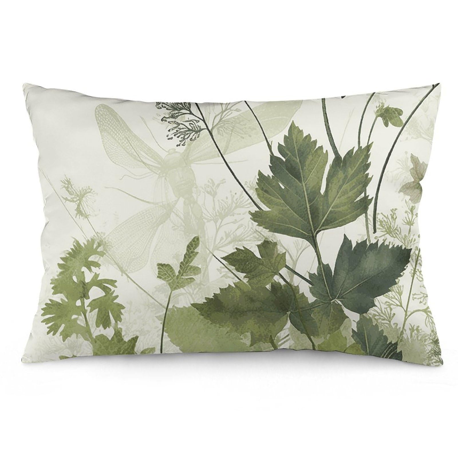 2 Pack Decoration Throw Pillow Covers 12 "x20 " Pillowcases Covers Foliage And Herbs with Dragonflies Winged Pillowcases Modern Farmhouse Home Decor Sofa Cushions Covers for Couch Bed Living Room