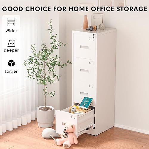 Miniatura 102 de Greenvelly Archivador D de 18 pulgadas, archivador de 3 cajones con cerradura, archivador vertical con bloqueo para oficina en casa, archivador