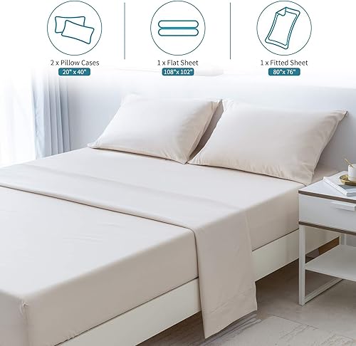 Miniatura 3 de PY HOME & SPORTS Juego de sábanas de cama tamaño Queen blanco ultra suave 4 piezas ropa de cama de microfibra de lujo con bolsillos profundos de 16in