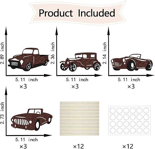 Miniatura 7 de 12 piezas de palos clásicos divertidos para centro de mesa, decoración de fiesta para entusiastas del automóvil, suministros de fiesta temática de