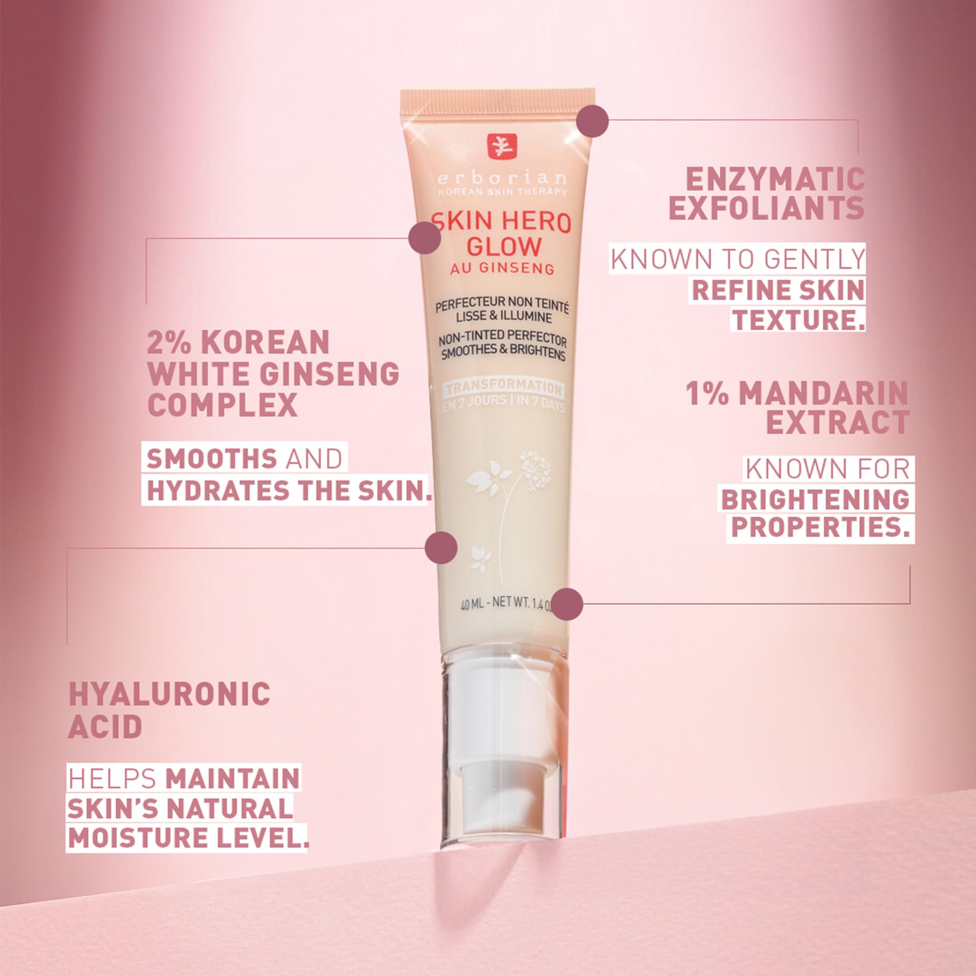 Erborian Skin Hero Glow, Non-Tinted Bare Perfector, Illuminates, Highlights, Hydrates, Smooths for Natural Radiant, Glass, Dewey Look, Korean Skincare