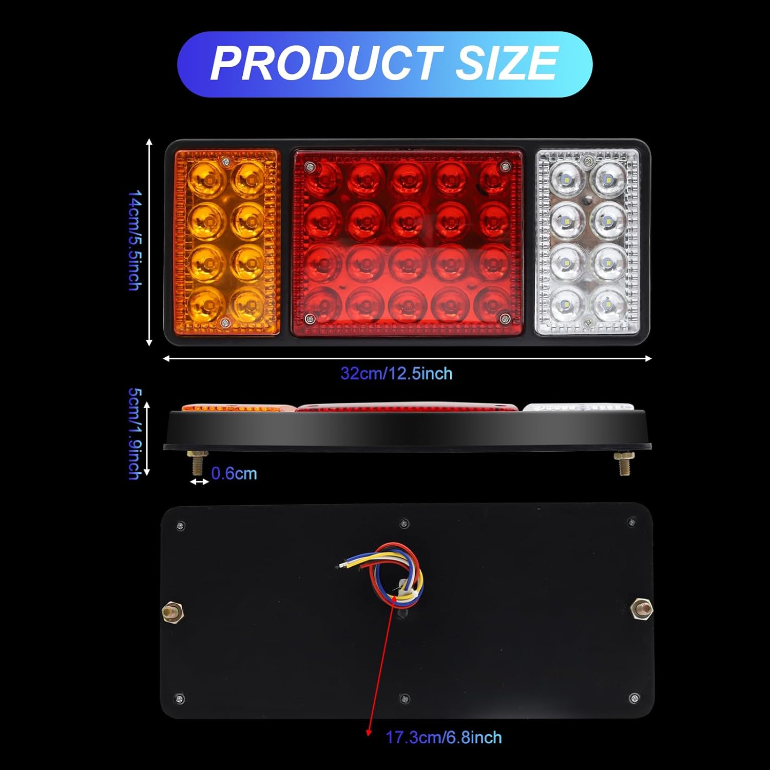 LED Trailer Lights 12V 24V Rear Lights Turn Signal Brake Reverse Running Lights for Utility Pickups Truck RV Camper UTV UTE Vans Tank.