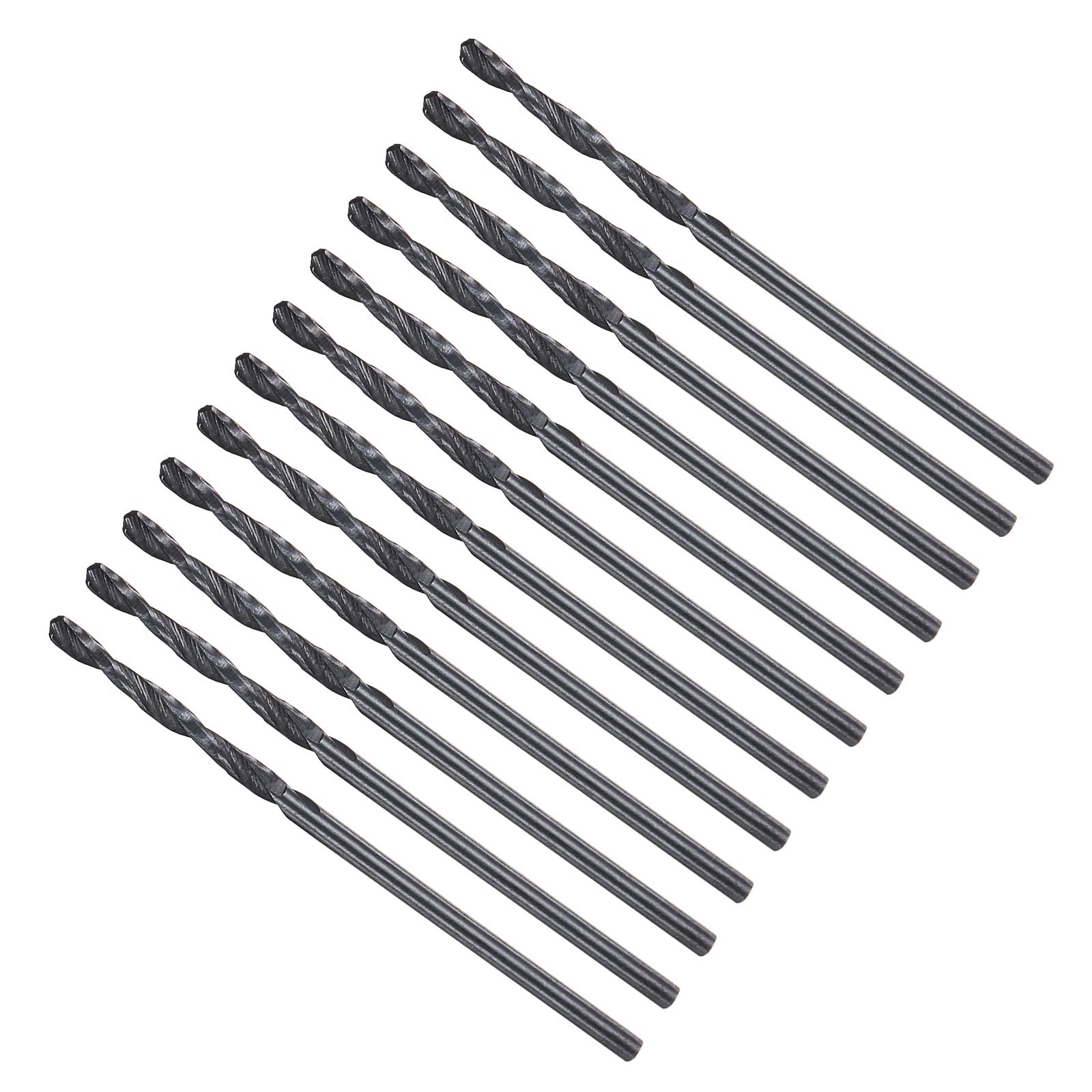 METALLIXITY Drill Bit (1.75mm) 12Pcs, 4241 High-Speed Steel Straight Shank Nitriding Black 118° for Wood Plastic Iron Copper Aluminum Low Soft Metal