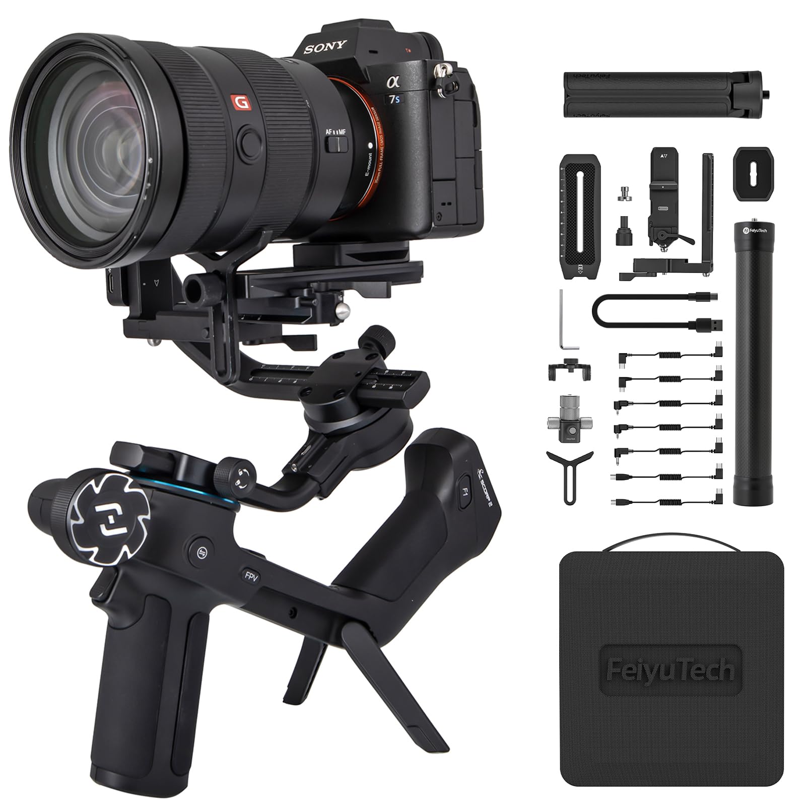 FeiyuTech SCORP 2 Kit Gimbal Stabilizer for DSLR and Mirrorless Camera, Integrated Al Tracking, 3-Axis Camera Stabilizer Fits for Sony Canon Fuji Nikon, 5.5lbs Payload Touch Screen Vertical Shooting