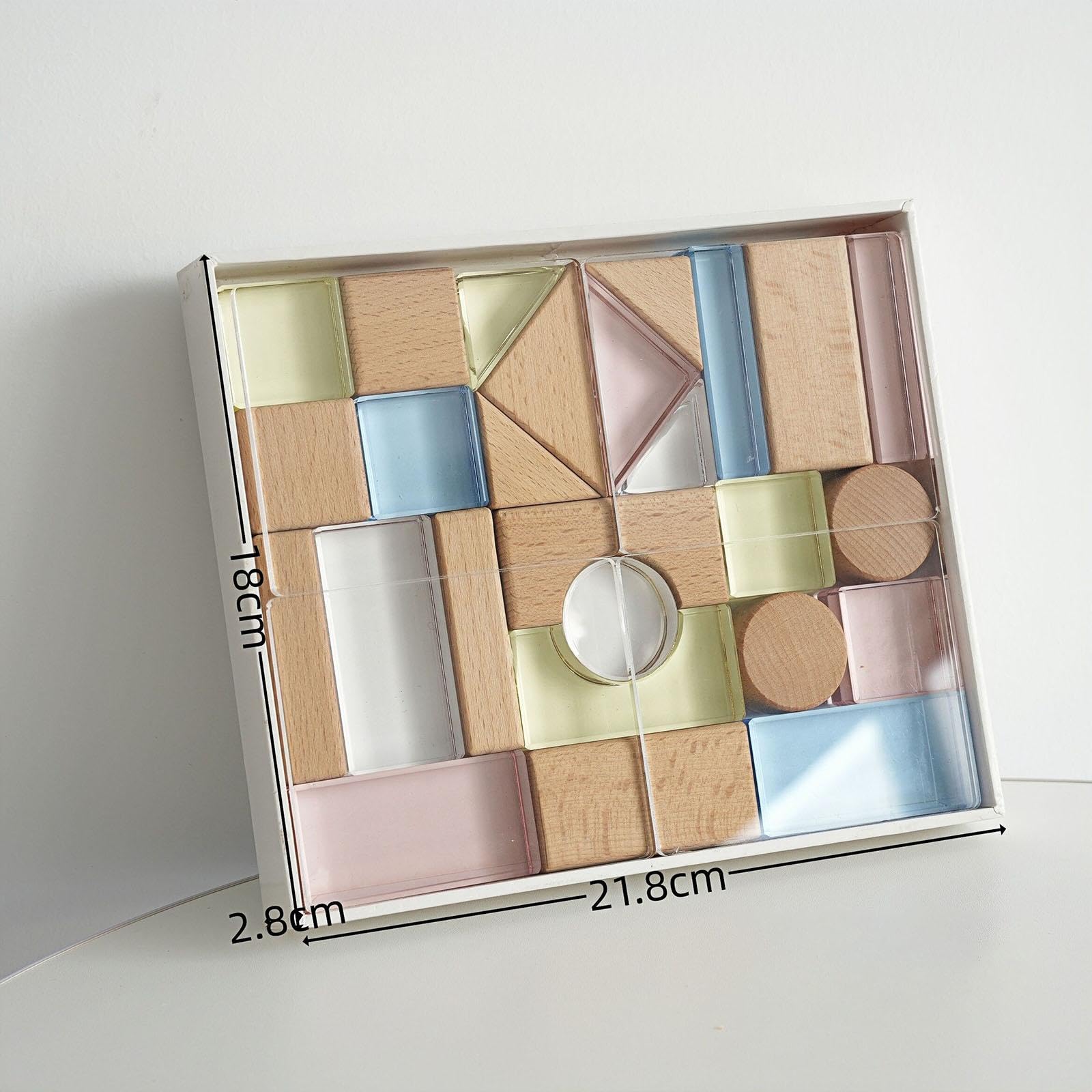 Bloques de Construcción de Juguete Educativo, Cubos Apilables, Acrílico Transparente, Aprendizaje de Colores, Desarrollo Sensorial, Adecuado para El a, Acrílico y Madera