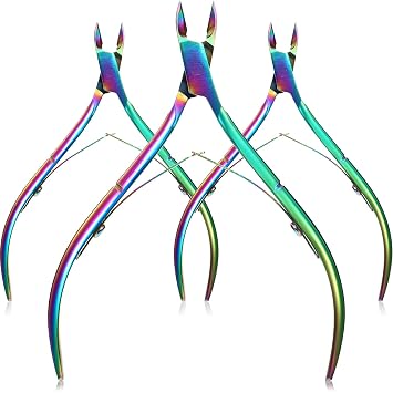 Mudder 3 Pcs Cuticle Trimmer Nipper Stainless Steel Nail Scissor, Rainbow