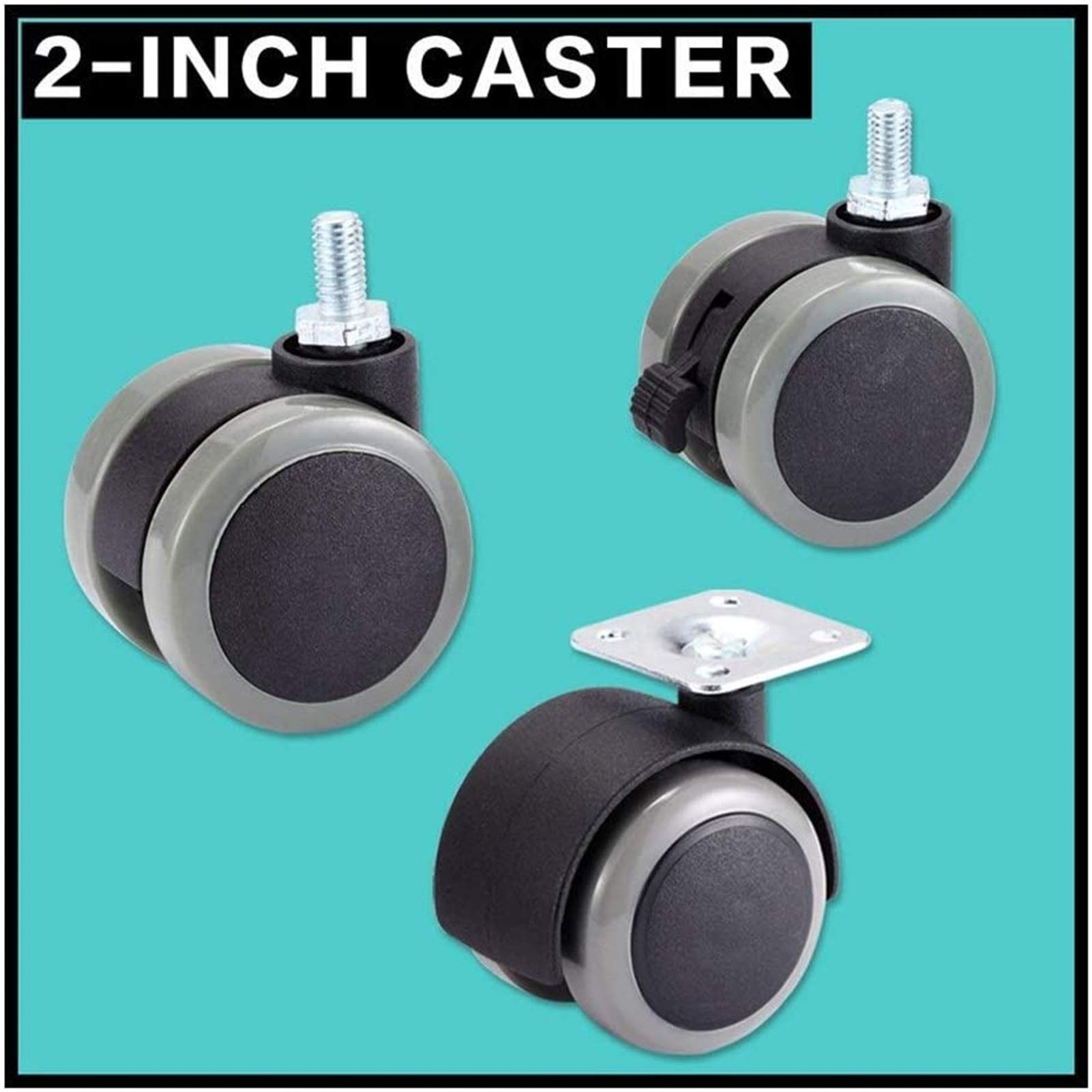 Carrello for mobili Castor Heavydruty 50 kg Castore girevole CASTOR UNIVERSAL MUTE PEDIA RUOTA RUOTA RUMIA 2 "M8 Ruote for mobili di ricambio Ruote Ruote Gomma Freno in gomma Fai da te Pezzi di ricamb