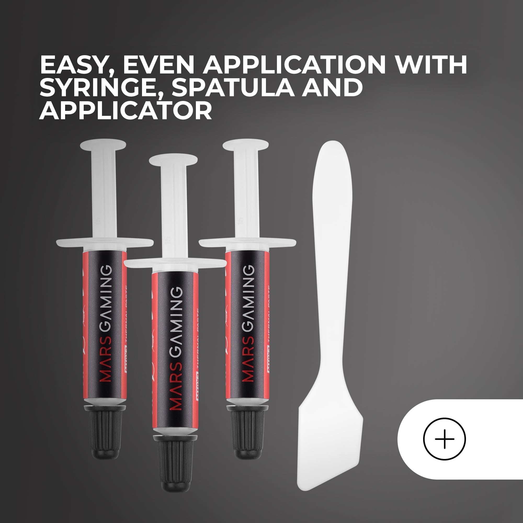 Mars Gaming MT0X3, Kit 3x Pasta Termica CPU, Alta Conduttività Termica 6 W/m·K 280 °C, Non Conduttiva con Nanotecnologia, Applicazione Facile e Uniforme con Spatola e Applicatore, 3x1g (3g), Grigio