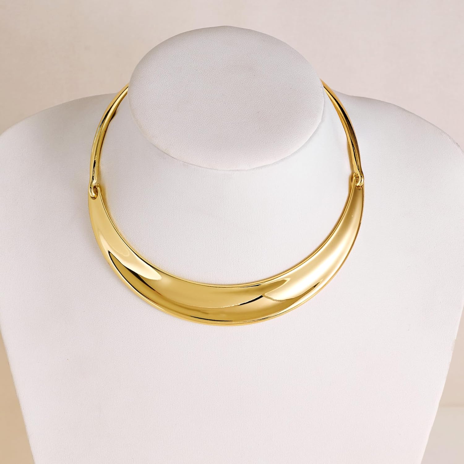 WOWORAMA Chunky Choker Collar Necklace for Women Gold Silver Teardrop Choker Necklace Spring Open Cuff Necklace Metal Statement Necklace - Image 3