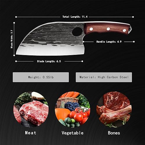 Miniatura 7 de Cuchillo de chef serbio con cuchillo de carnicero para cortar carne, cocina, cocinar al aire libre, barbacoa, camping, caza, regalo para hombres